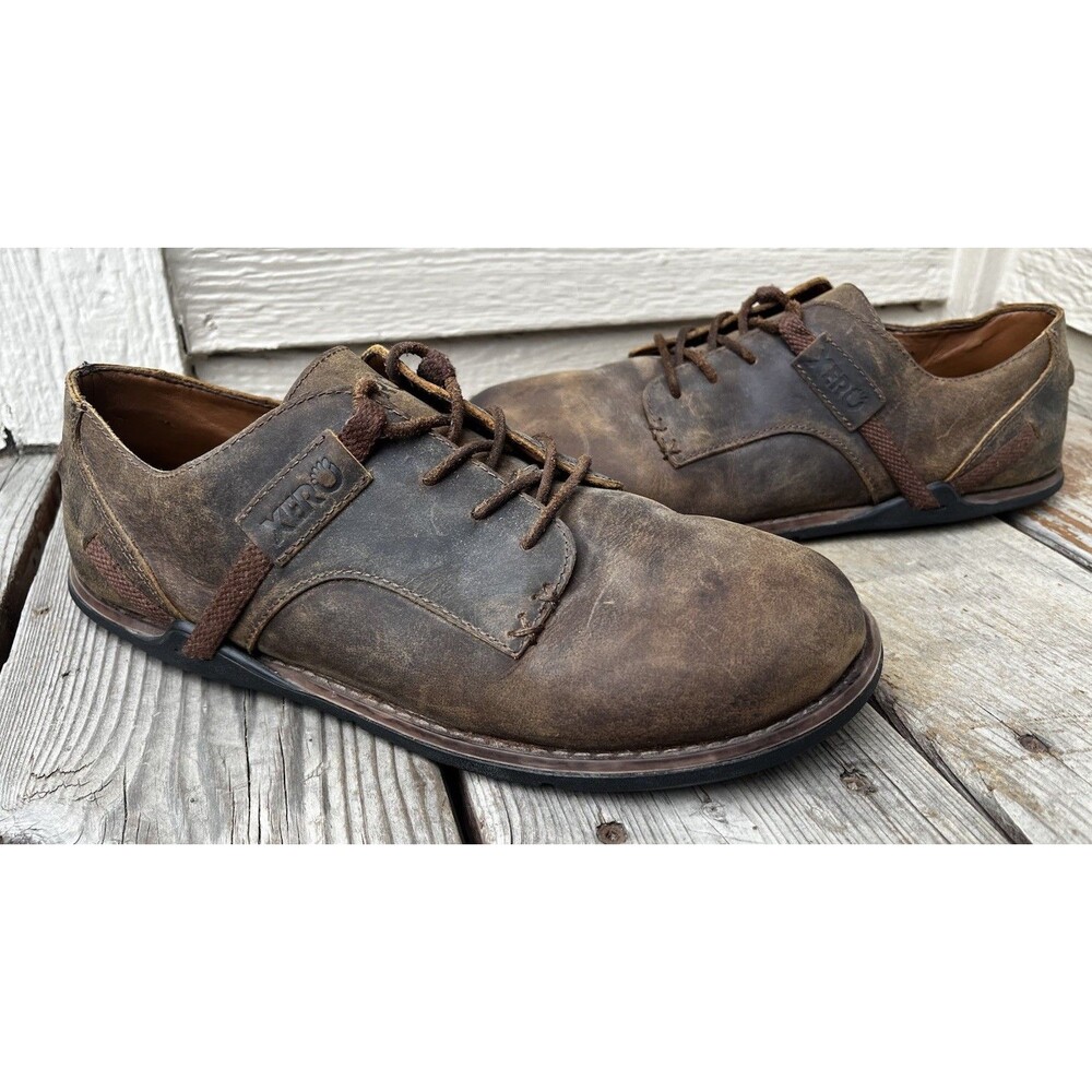 Xero Shoes Alston Men's 10.5 Brown Distressed Leather Barefoot Minimalist Shoes